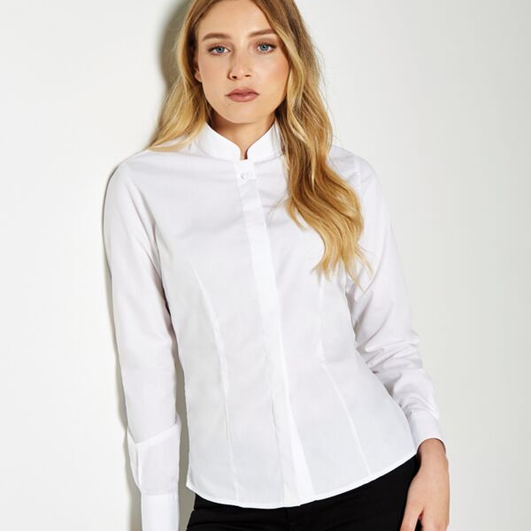 Kustom Kit Ladies Long Sleeve Tailored Mandarin Collar Shirt Thumbnail